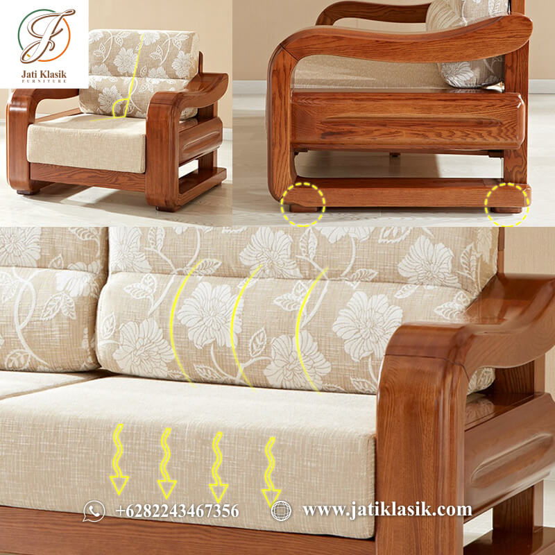 Furniture ruang tamu minimalis dengan gaya kursi ruang tamu Korea kayu jati cocok untuk ruang tamu berskala kecil lengkap dudukan 3 2 1, meja tamu, meja sudut.