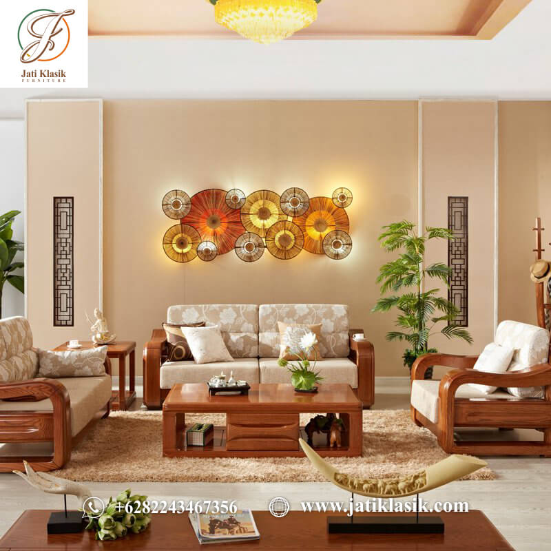 Furniture ruang tamu minimalis dengan gaya kursi ruang tamu Korea kayu jati cocok untuk ruang tamu berskala kecil lengkap dudukan 3 2 1, meja tamu, meja sudut.