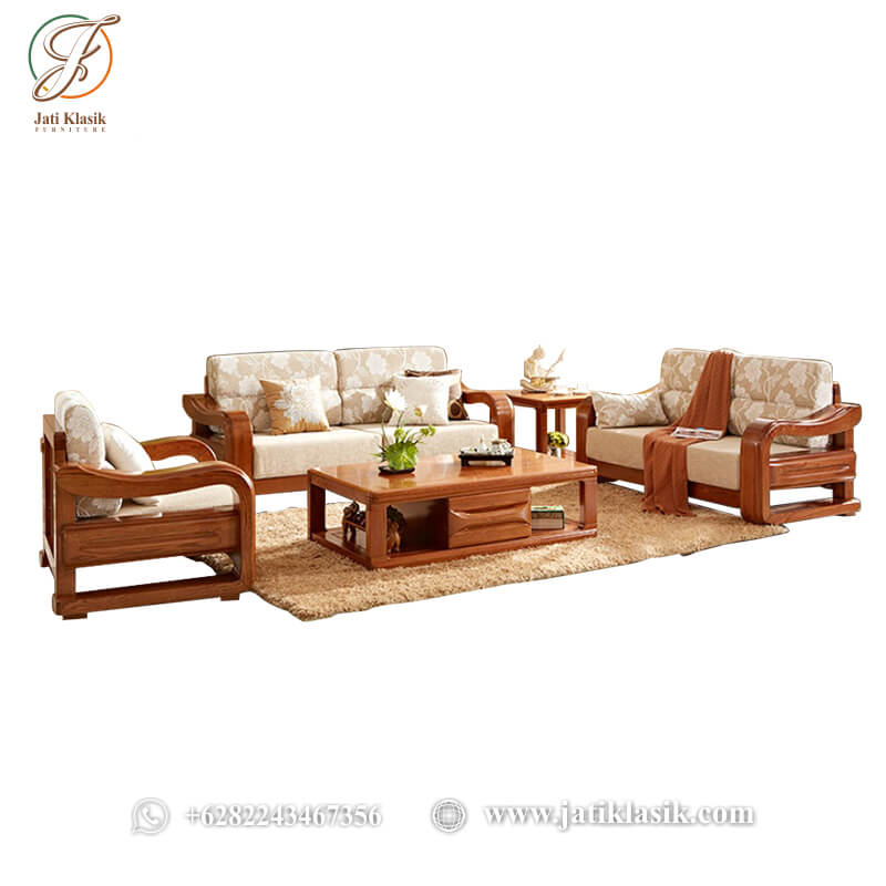 Furniture ruang tamu minimalis dengan gaya kursi ruang tamu Korea kayu jati cocok untuk ruang tamu berskala kecil lengkap dudukan 3 2 1, meja tamu, meja sudut.