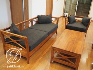 Kursi Tamu Jati Minimalis Silang