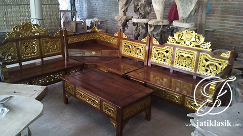 Kursi Tamu Sudut Mahkota Jati