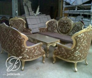 Kursi Tamu Sofa Jati Monako Emas