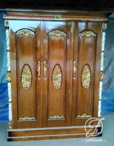 Lemari Pakaian Jati Peluru Marmer