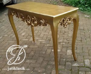 Meja Konsul Jati Minimalis Ukir Emas