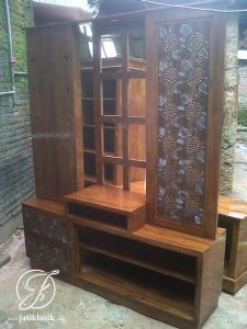 Bufet Partisi Jati Ukir Bunga Matahari