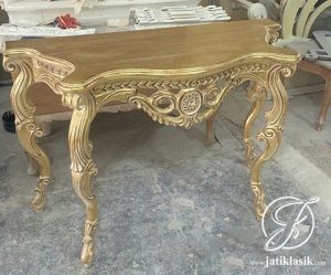 Meja Konsol Jati Klasik Emas