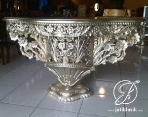 Meja Konsol Ukir French Mawar Silver