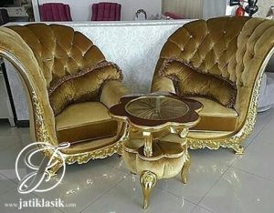 Set Kursi Sofa Mewah Kelopak Emas
