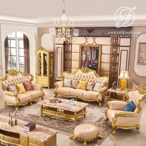 Sofa Tamu Jati Ukir Jepara Gold Adelina