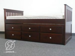 Dipan Anak Minimalis Jati 3 Laci Sorong