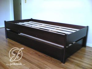 Ranjang Anak Jati Minimalis Laci Sorong