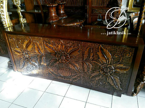 Bufet Jati Mewah Ukir Mawar