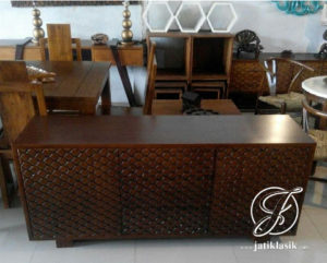 Bufet Jati Minimalis Model Anyam