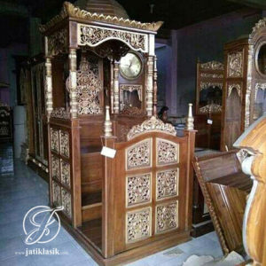 Mimbar Masjid Modern Jati Ukir Kubah