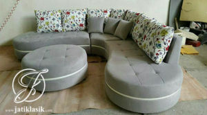 Sofa Tamu L Puff Minimalis Modern
