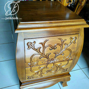 Nakas Minimalis Jati Ukir Mawar