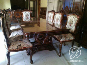 Set Meja Makan Jati Ukir Rose