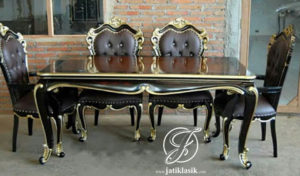 Set Meja Makan Jati Ukir Rose Terbaru