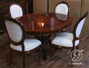 Set Meja Makan Oval Jati Racoco
