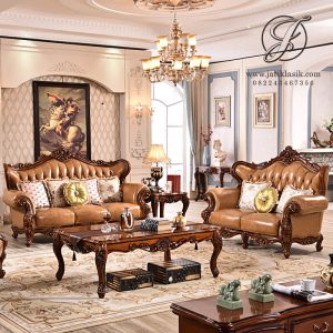 Sofa Tamu Jati Ukir Jepara Mewah Jeanne