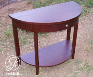 Meja Dinding Minimalis Setengah Lingkar Jati