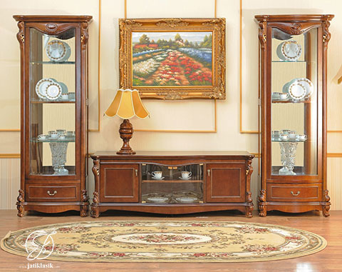 Set Bufet TV Mewah Jati Ukir Elizabeth