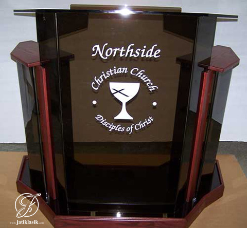 Mimbar Gereja Kaca Minimalis Kayu Jati