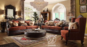 Kursi Sofa Tamu Jati Ukir Camelia Klasik