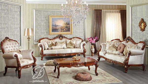 Kursi Sofa Tamu Jati Ukir Mayla Klasik