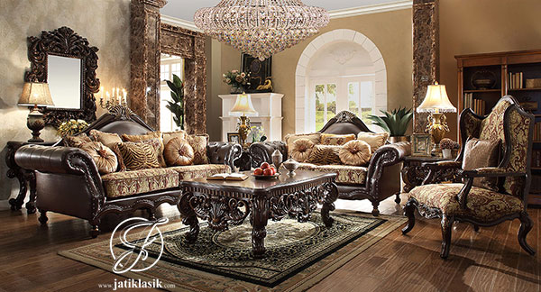 Kursi Sofa Tamu Ukir Jati Natali Klasik