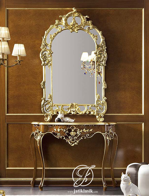 Set Meja Konsul Mirror Jati Italian