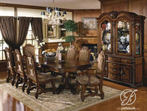 Set Meja Makan Ukir Jati Maladewa Klasik