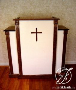 Mimbar Gereja Minimalis Modern Kayu Jati