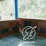 Meja Kantor Minimalis Sudut Kayu Jati Terbaru