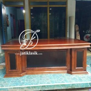Meja Kantor Minimalis Sudut Kayu Jati Terbaru