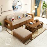 Kursi Tamu Sudut L Natural Kayu Jati