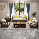 Kursi Tamu Minimalis Retro Silang Jati Solid