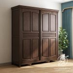 Lemari Sliding Pintu Jati Minimalis Retro Modern
