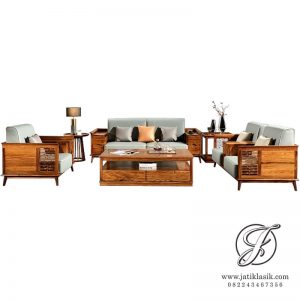 Kursi Tamu Minimalis Berlaci Jati Solid