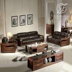 Kursi Tamu Minimalis Sofa Kulit Kayu Jati