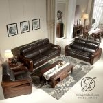 Kursi Tamu Minimalis Sofa Kulit Kayu Jati