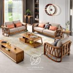 Kursi Tamu Modern Keranjang Kayu Jati