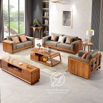 Kursi Tamu Simpel Kayu Jati Sofa Bludru