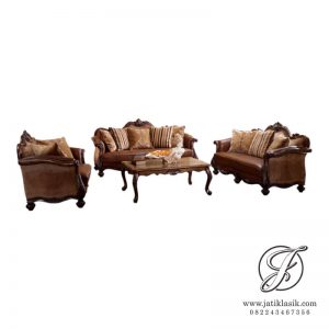 Sofa Tamu Jati Ukir Klasik Mewah Angelina