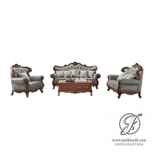 Sofa Tamu Jati Ukir Modern 123 Guanling